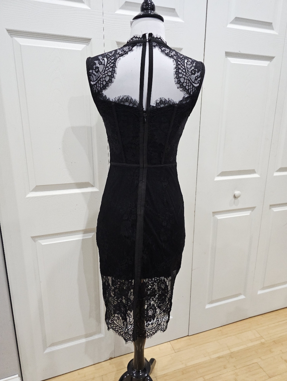 Vintage Y2K Goth Witchy Sexy Bebe Strappy Lace Corset Little Black Dress 00 XXS - Picture 8 of 16